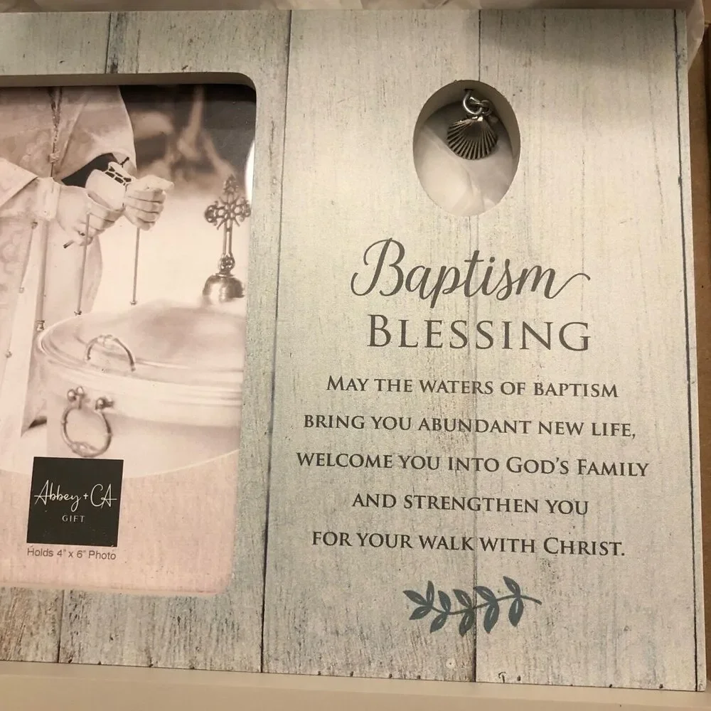 ABBEY + CA Baptism Blessings 4 x 6 Photo Picture Frame with Saying and Charm